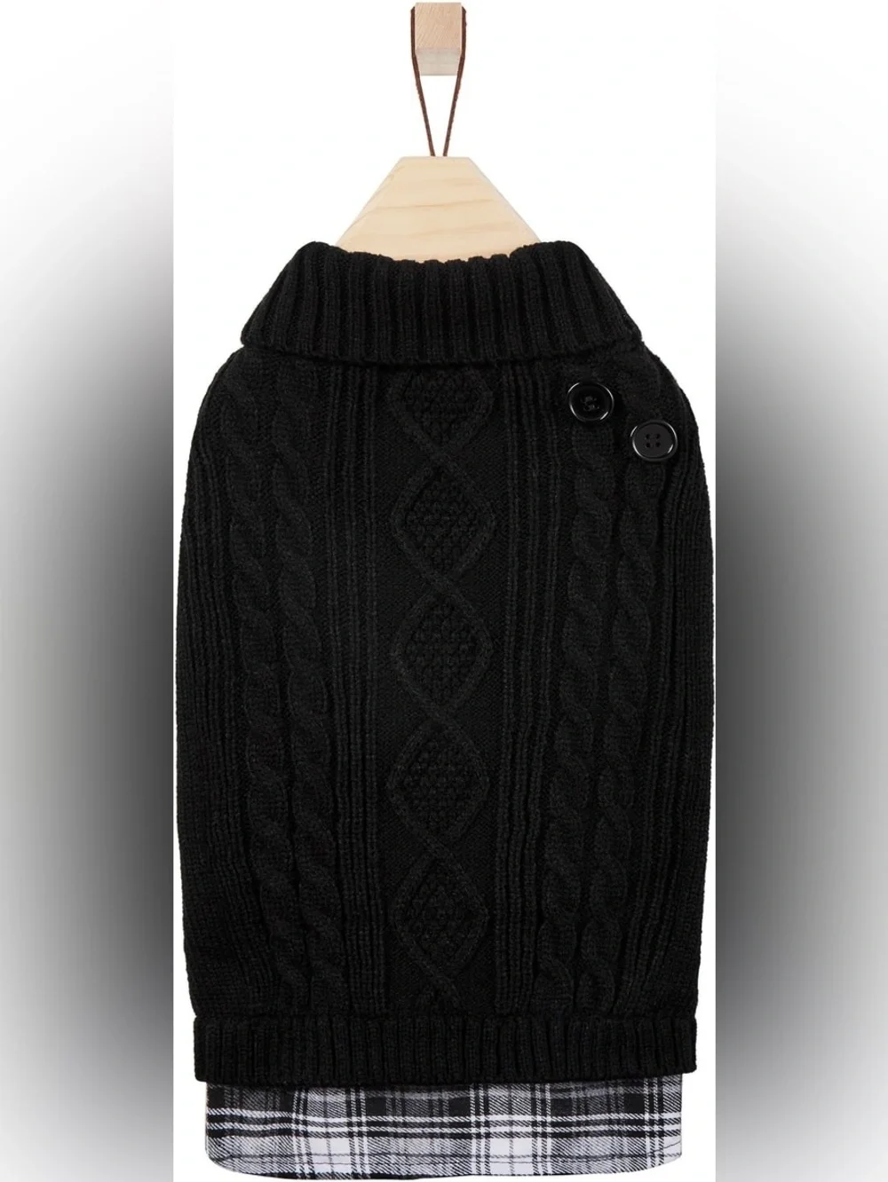 Black Cable-Knit dogs Sweater with Button Collar